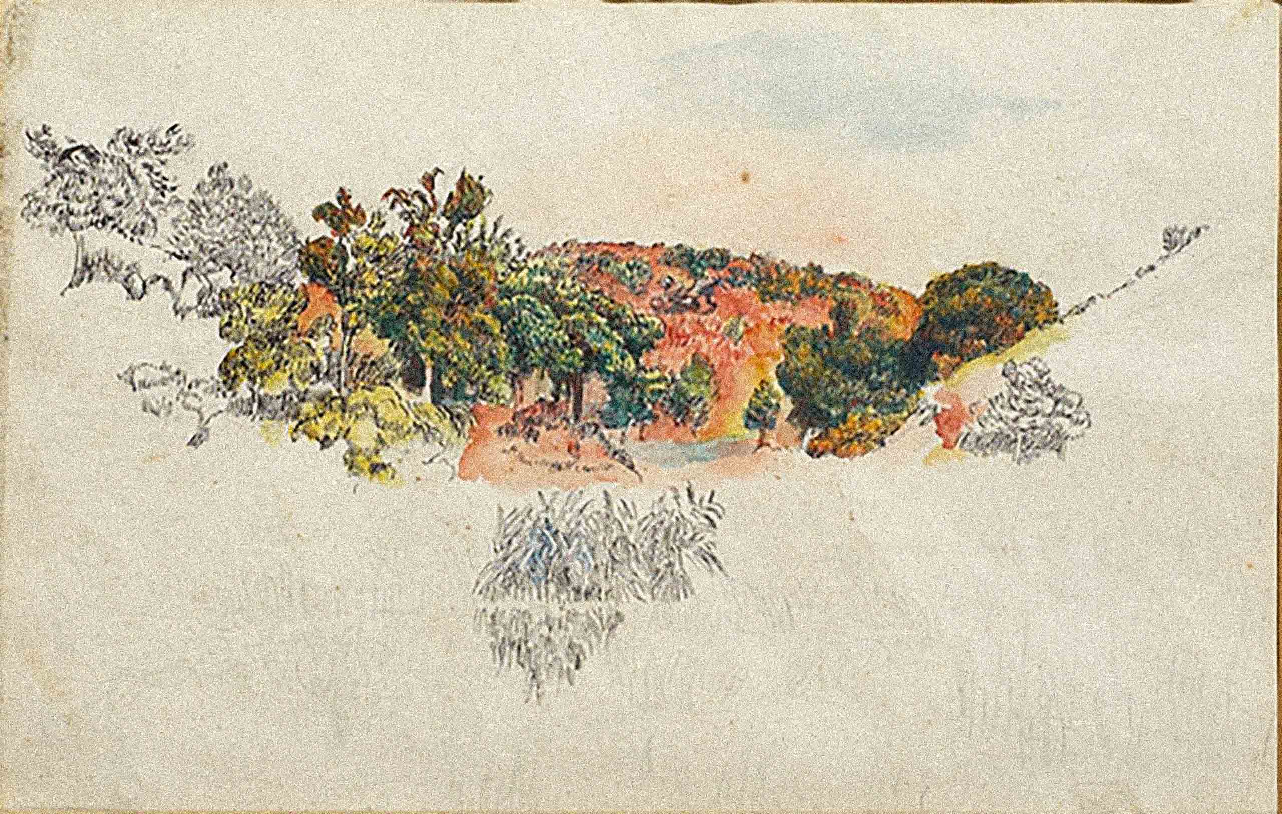 Image of a partly finished landscape drawing