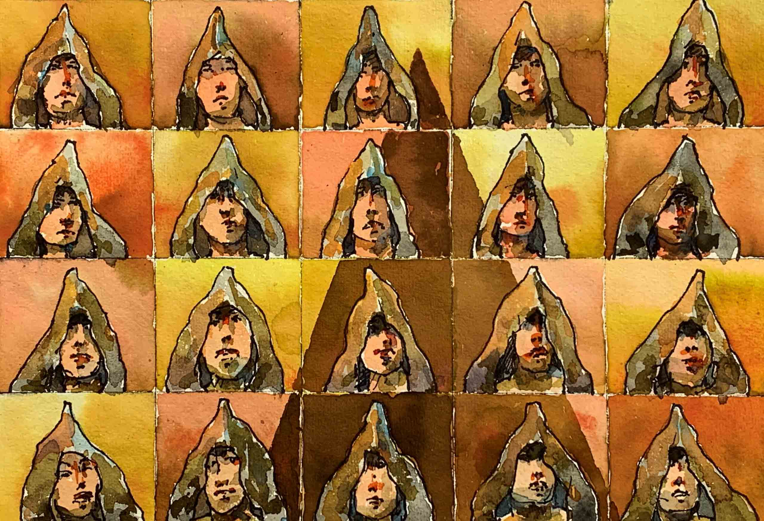 Painting of a man wearing a hood